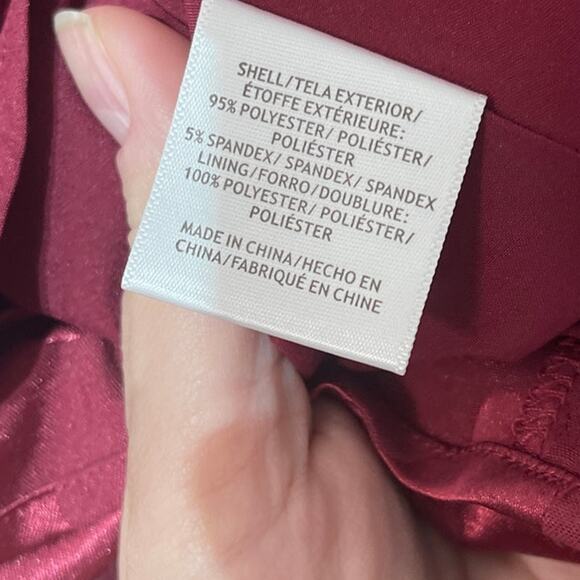 Modcloth Satin Dress Womens Medium Red Polka Dot Monochromatic Long Sleeves - Picture 14 of 14